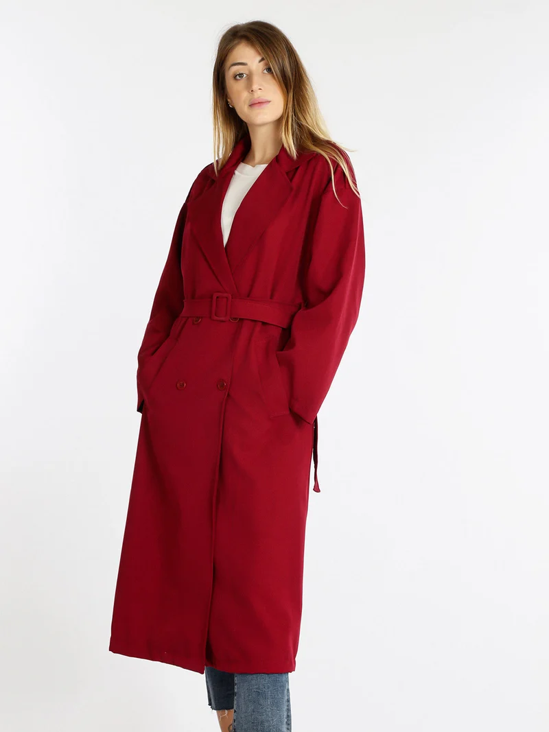 Cappotto lungo da donna leggero - bordeaux