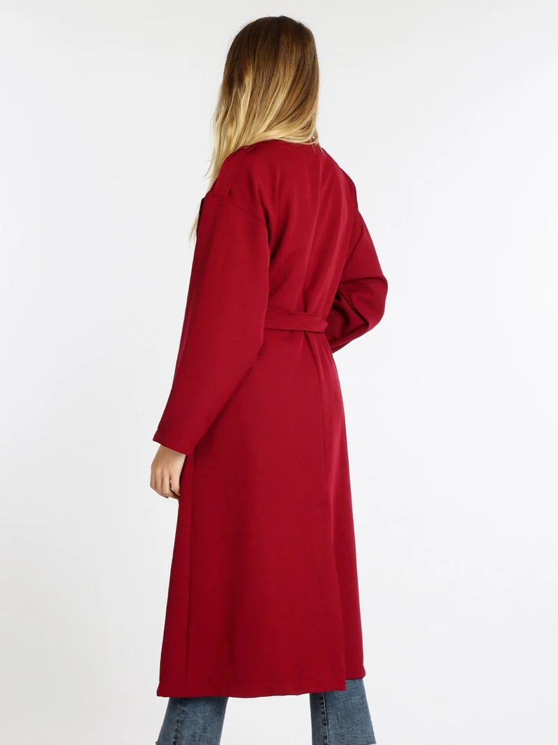 Cappotto lungo da donna leggero - bordeaux