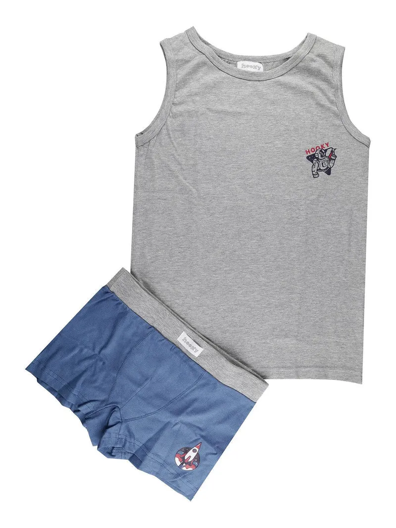 Completo intimo bambino 2 pezzi canotta + boxer - grigio