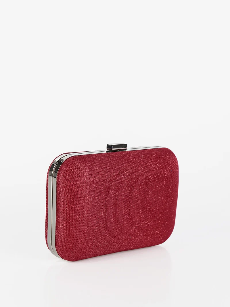 Pochette donna rigida brillantinata - rosso