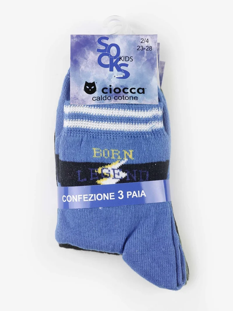 Calze da bambino 3 paia in caldo cotone - blu