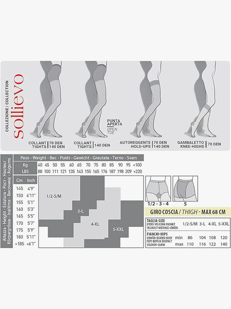 Collant donna 70 denari a compressione graduata - naturale