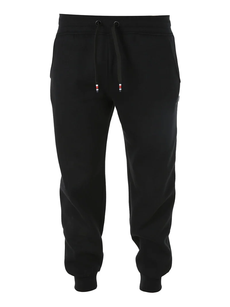 Pantaloni tuta da uomo felpati con polsini - nero
