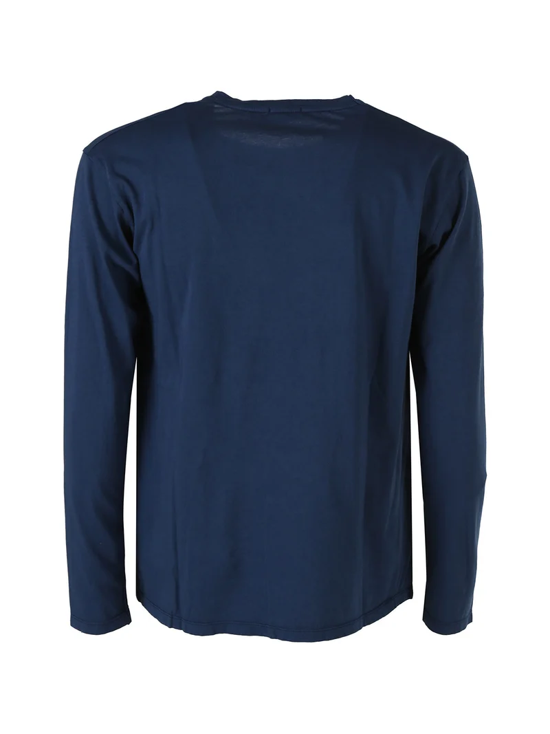 T-shirt a maniche lunghe da uomo in cotone con stampa scritte - blu