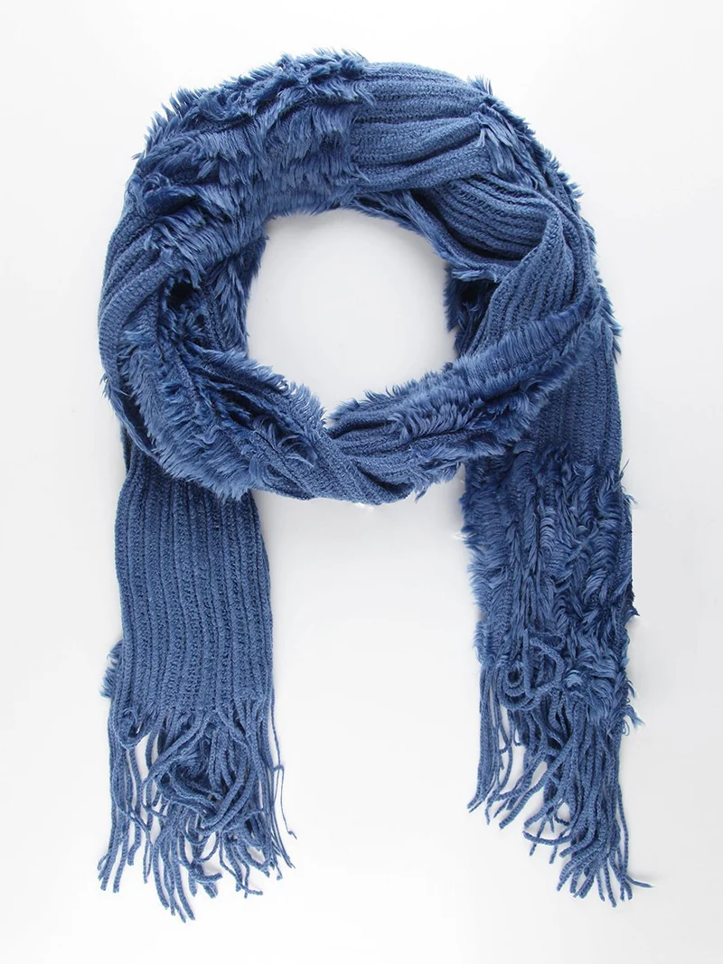 Sciarpa donna con frange - blu