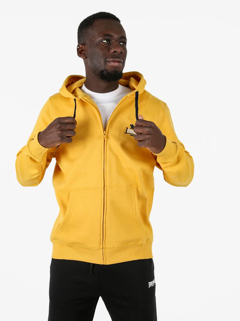 Felpa sportiva da uomo con cappuccio e zip - giallo