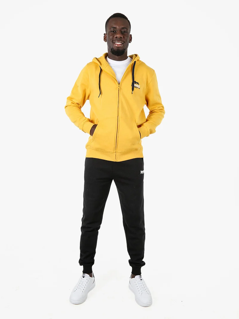 Felpa sportiva da uomo con cappuccio e zip - giallo