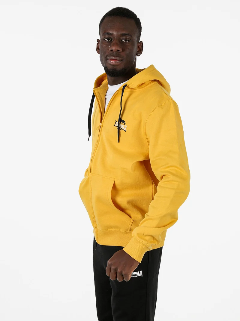 Felpa sportiva da uomo con cappuccio e zip - giallo