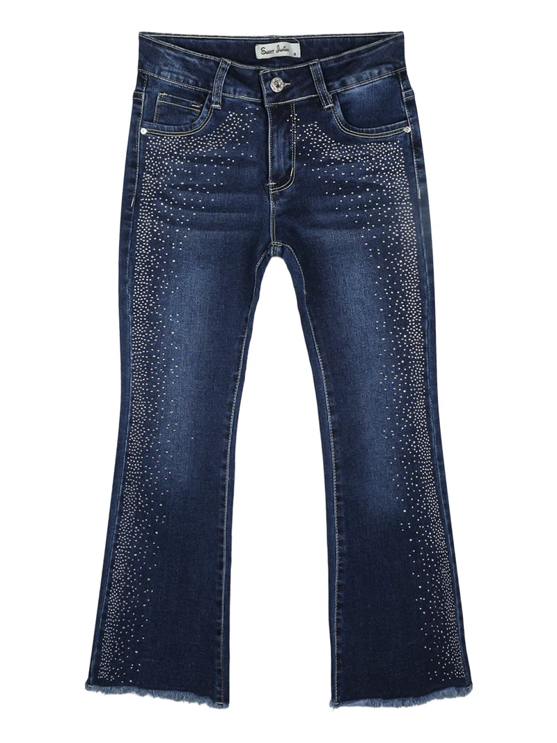 Jeans da bambina a zampa con stass - jeans