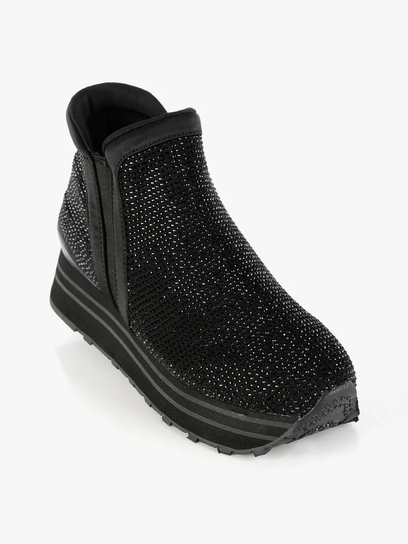 Sneakers alte da donna con strass - nero