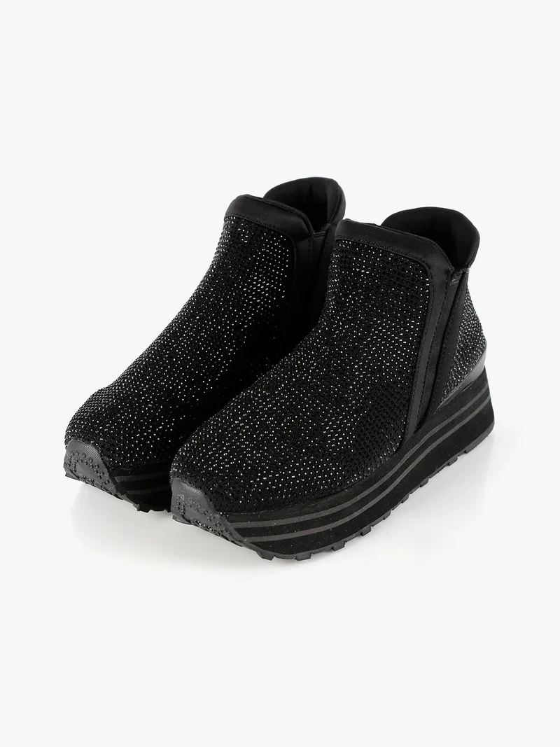 Sneakers alte da donna con strass - nero