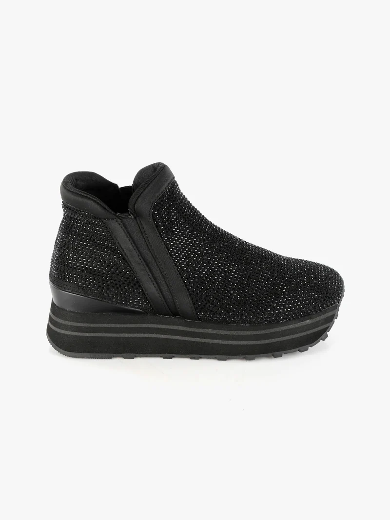 Sneakers alte da donna con strass - nero