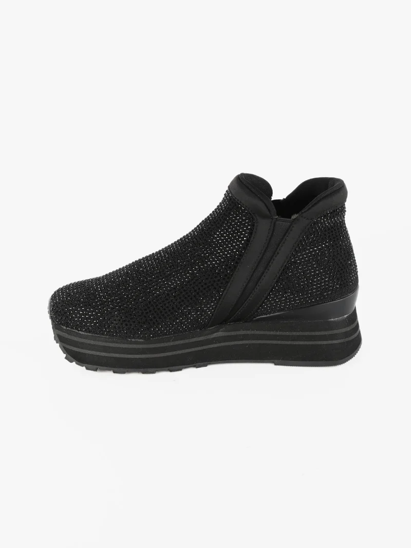 Sneakers alte da donna con strass - nero