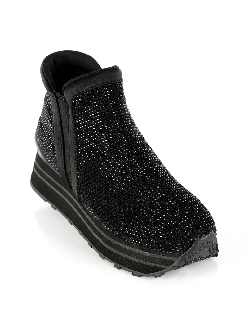 Sneakers alte da donna con strass - nero
