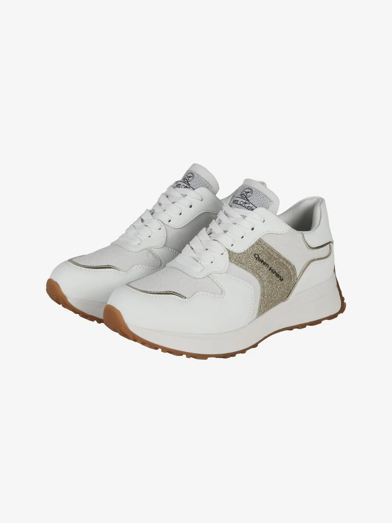 Sneakers donna brillantinata con zeppa - bianco