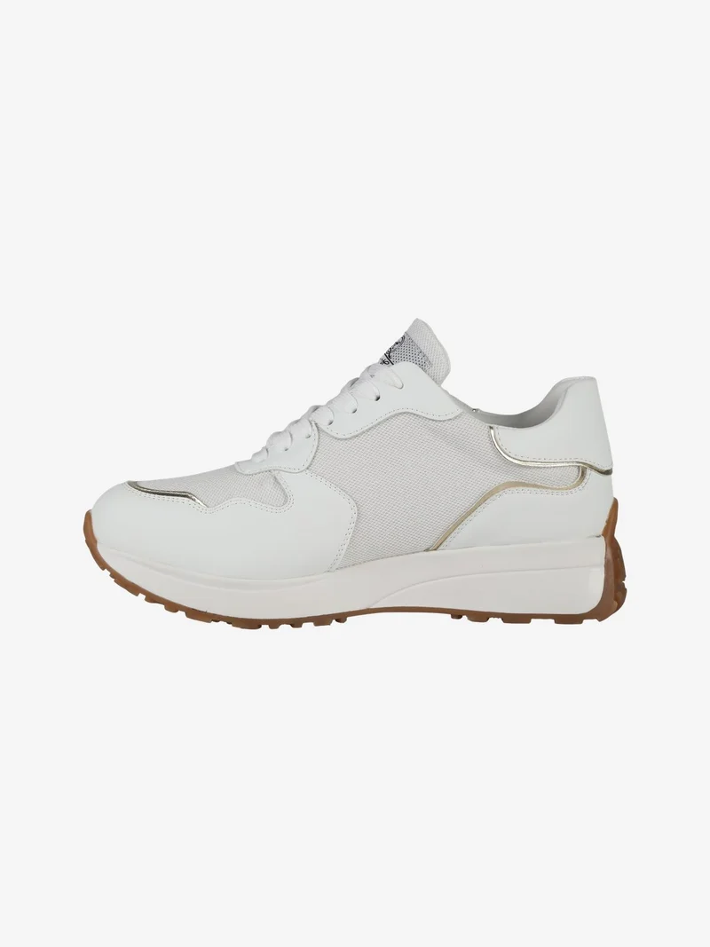 Sneakers donna brillantinata con zeppa - bianco
