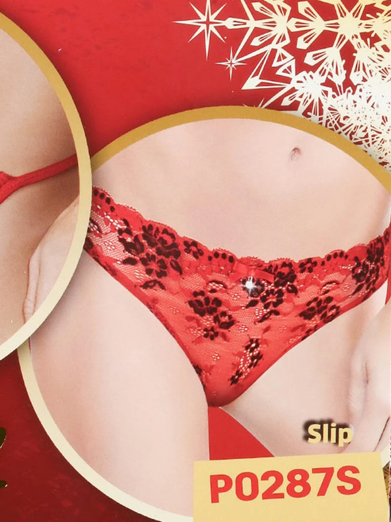 Brasiliana in pizzo bicolore - rosso