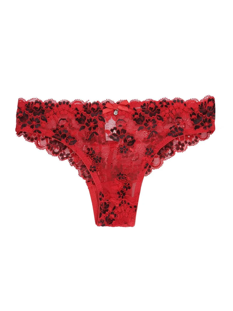 Brasiliana in pizzo bicolore - rosso