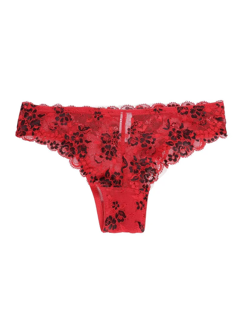 Brasiliana in pizzo bicolore - rosso