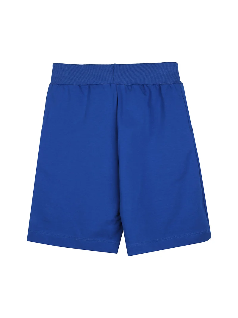 Bermuda sportivi da ragazzo con coulisse e logo - blu