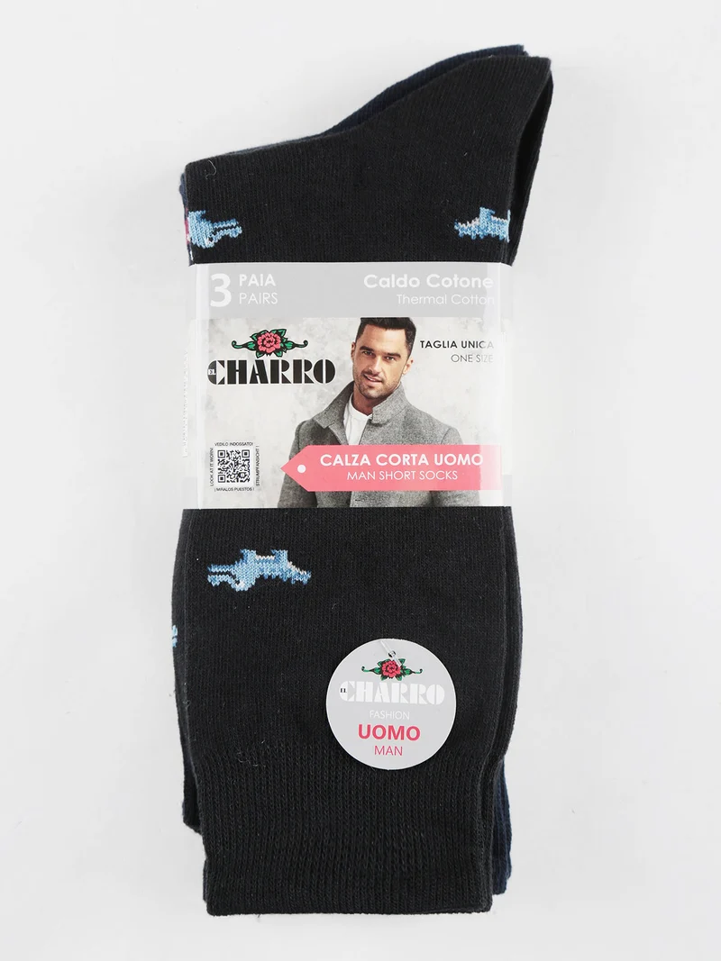 Calza corta da uomo con stampe - blu scuro