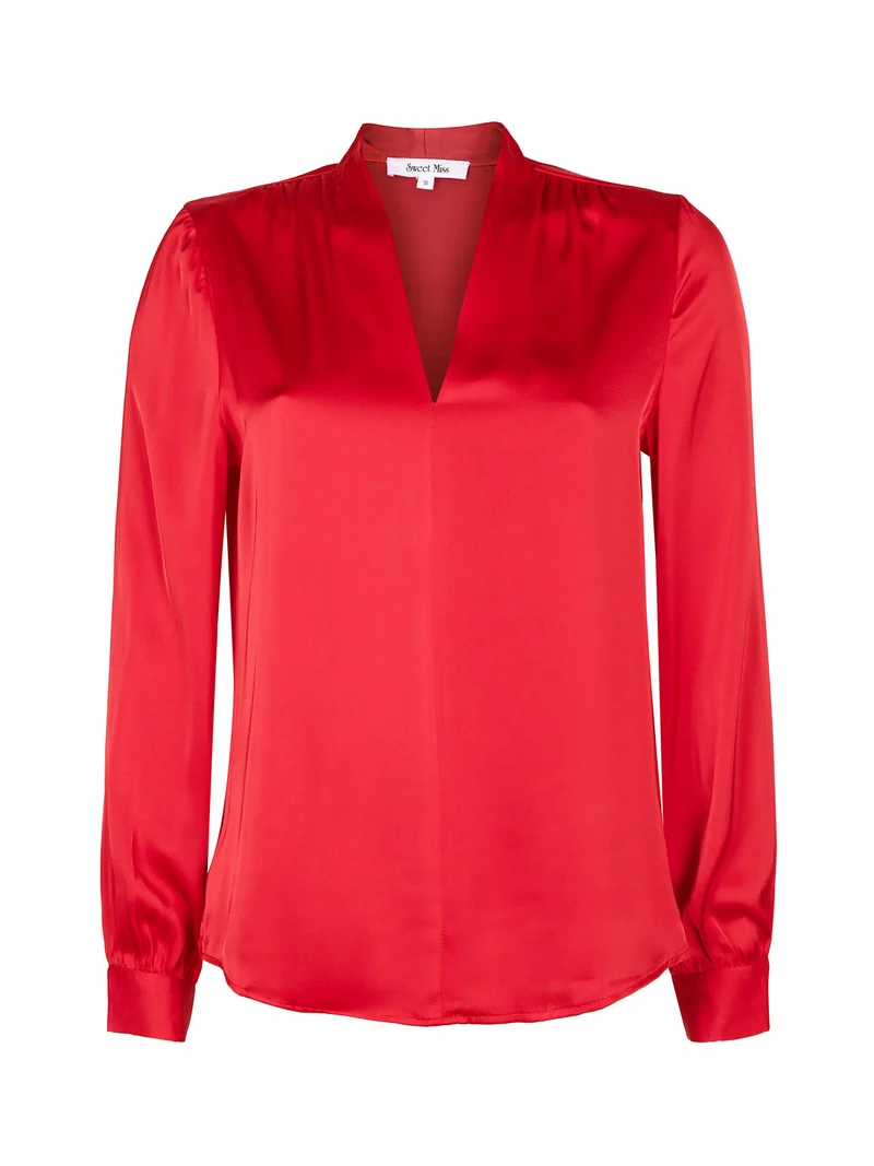 Blusa elegante donna in raso - rosso