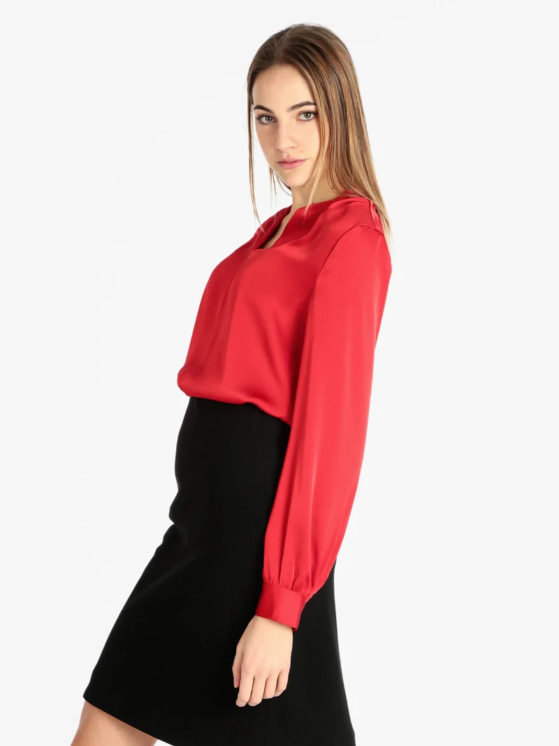Blusa elegante donna in raso - rosso