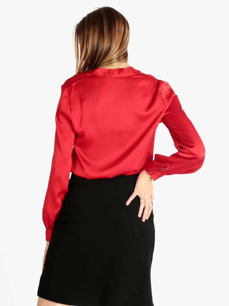 Blusa elegante donna in raso - rosso