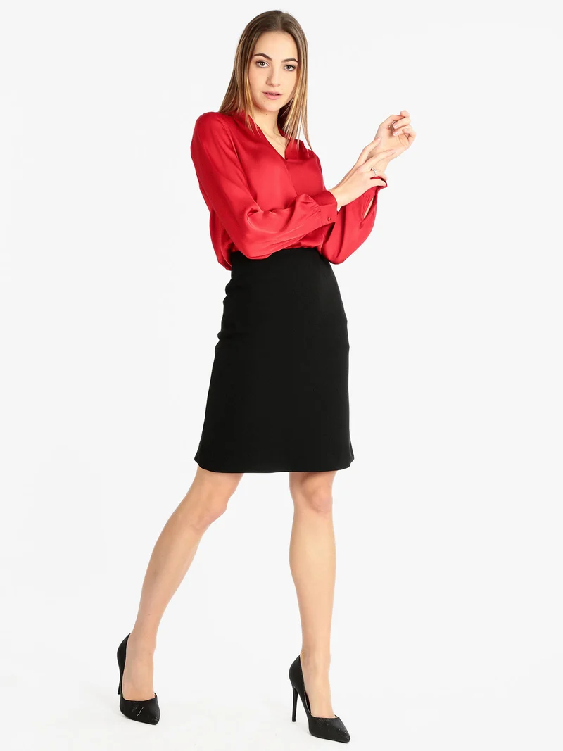 Blusa elegante donna in raso - rosso