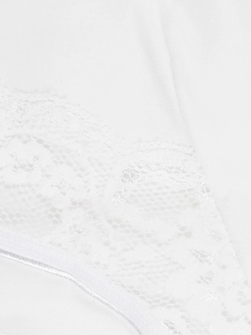 Culotte in cotone con pizzo - bianco