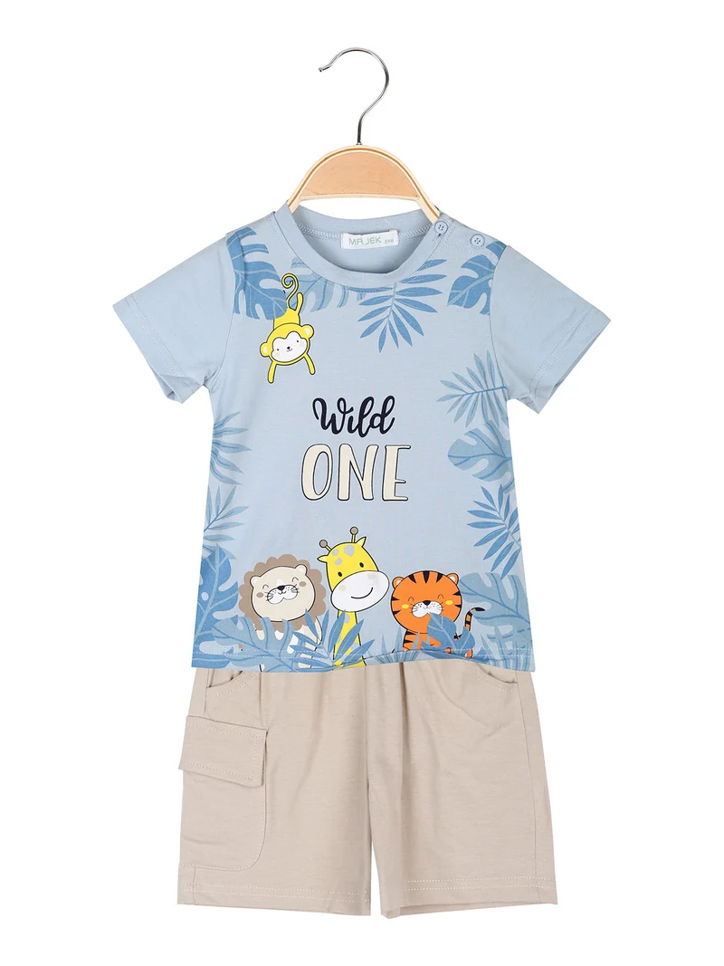 Completo corto da neonato con t-shirt e bermuda - azzurro