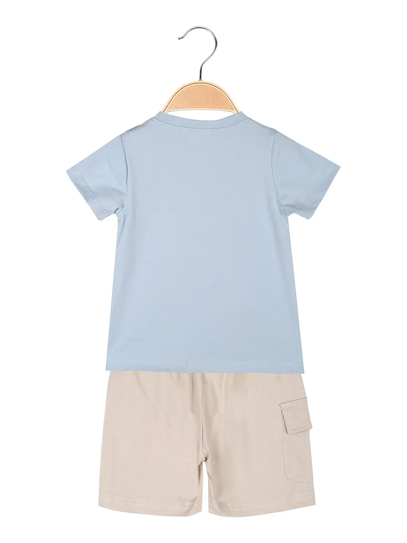 Completo corto da neonato con t-shirt e bermuda - azzurro