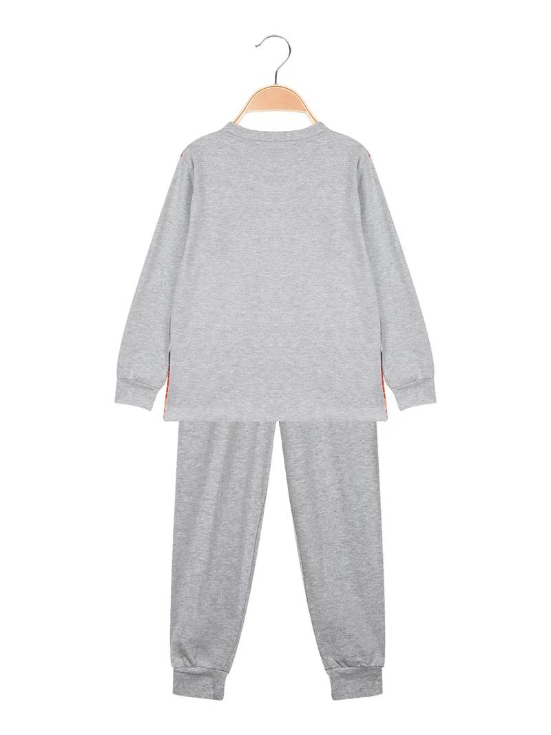Pigiama lungo in caldo cotone da bambino - grigio
