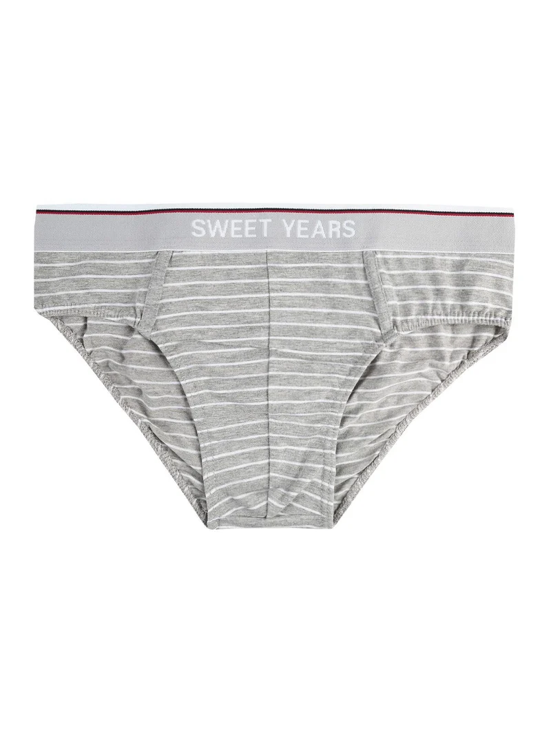 Slip a righe in cotone elasticizzato - grigio