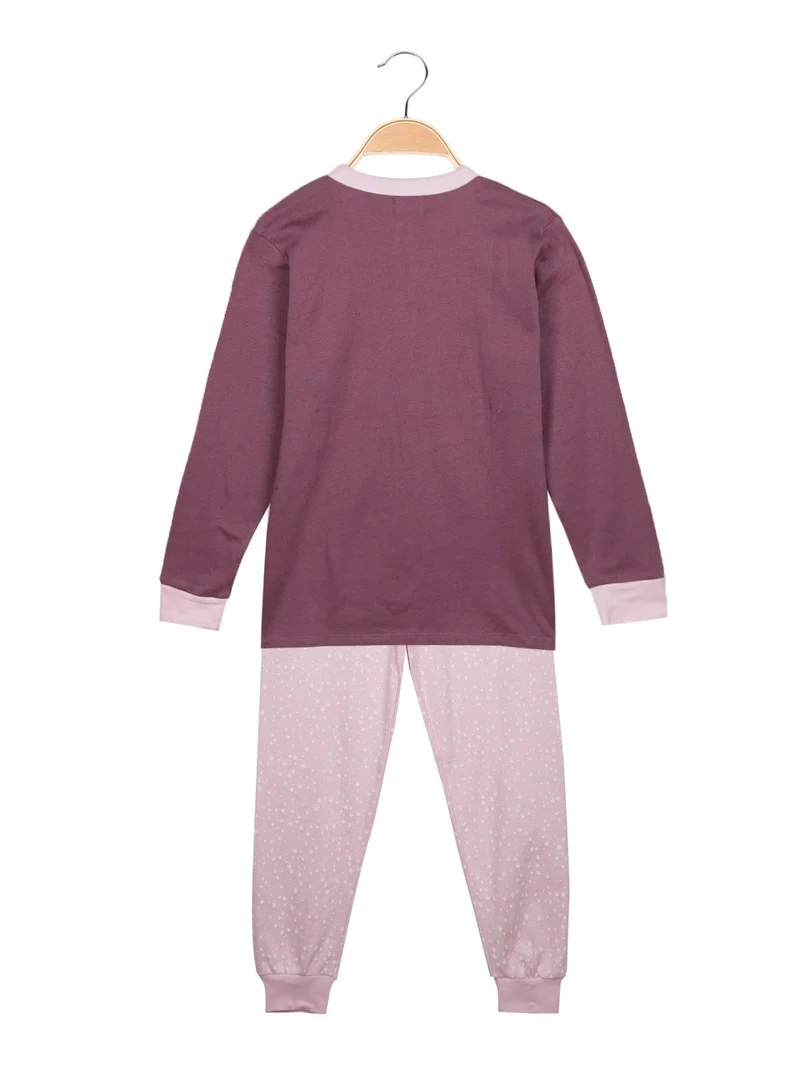 Pigiama lungo bambina con scritta - rosa