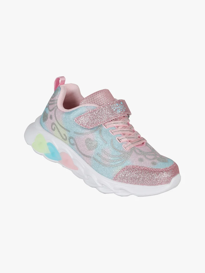 Sneakers da ragazza con glitter e luci - rosa