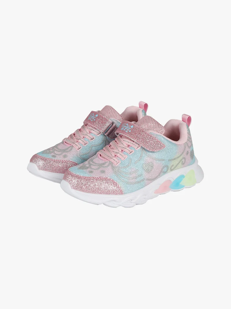 Sneakers da ragazza con glitter e luci - rosa