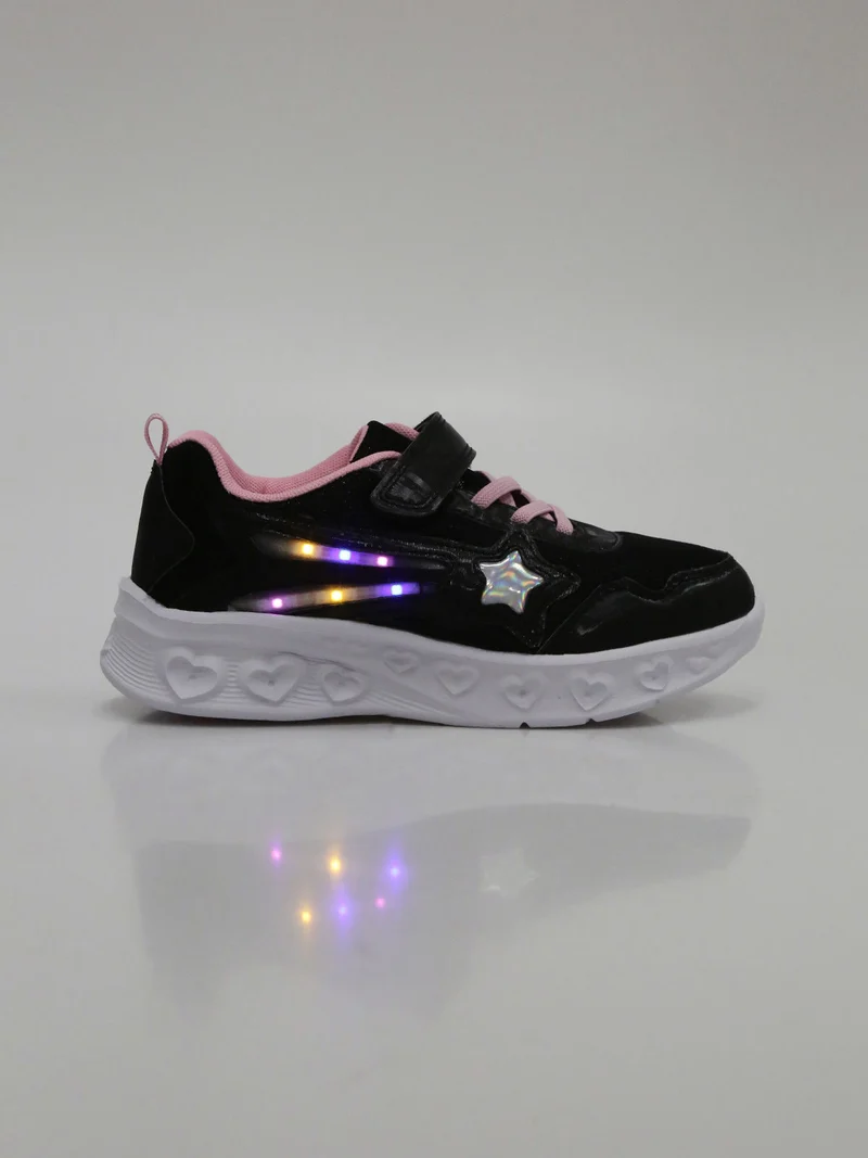 Sneakers da bambina con luci - nero
