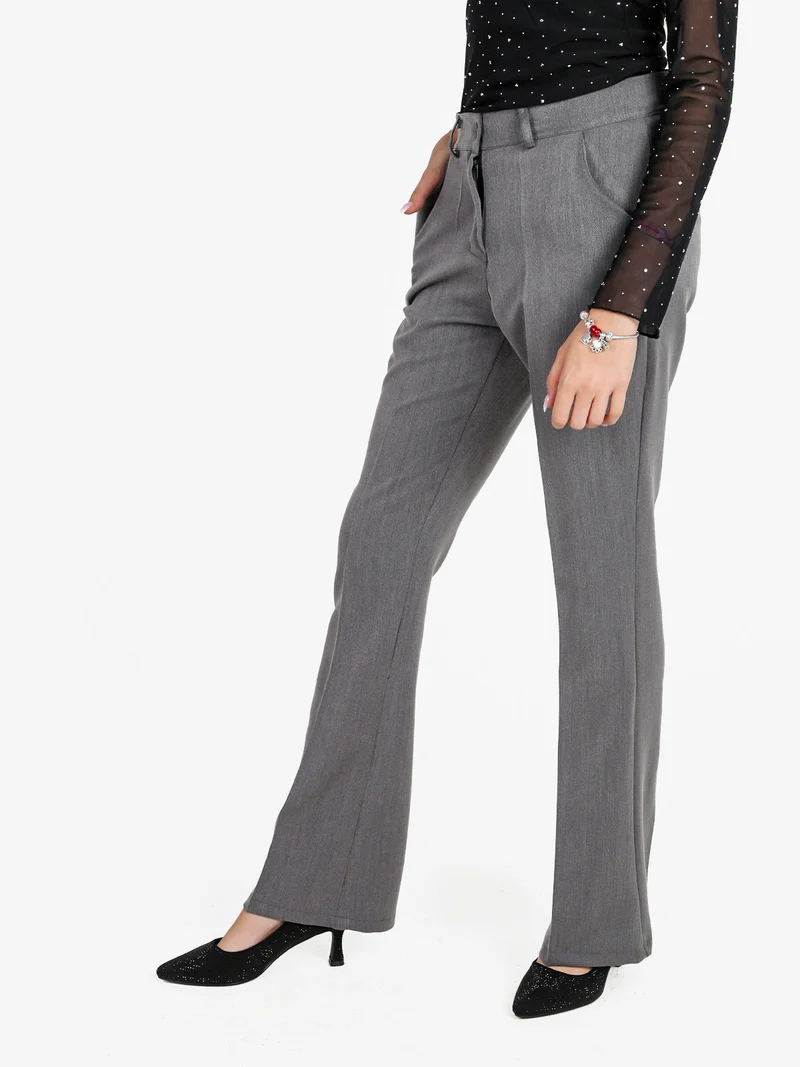 Pantaloni donna a zampa - grigio
