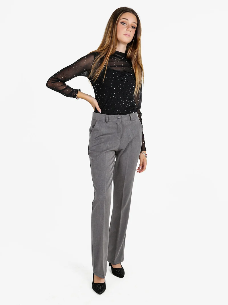 Pantaloni donna a zampa - grigio