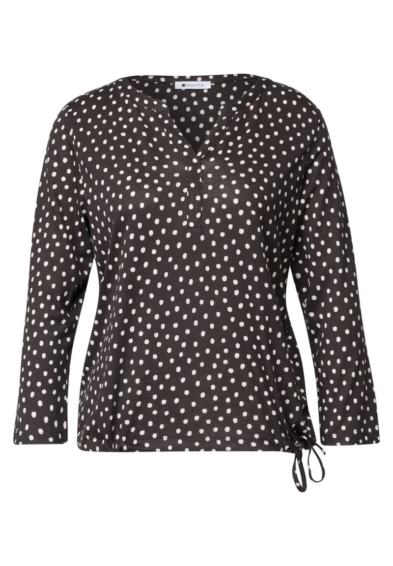 3/4-Arm Shirt mit Split Neck und Print