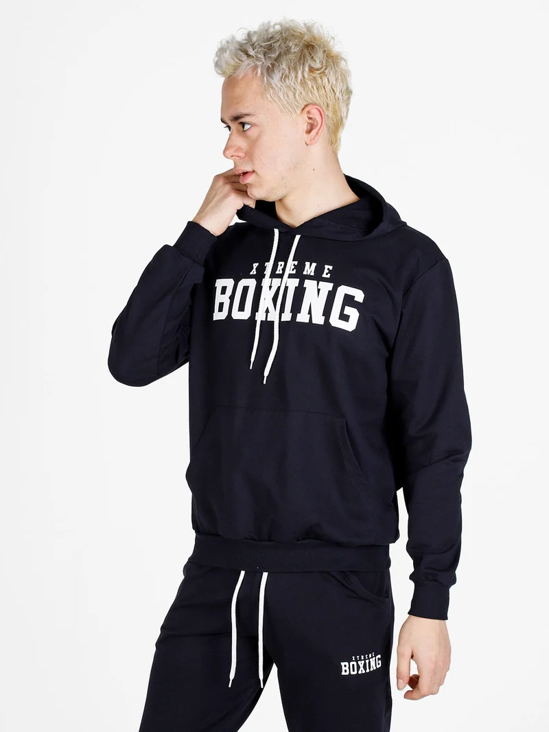 Felpa sportiva da uomo con cappuccio - blu scuro