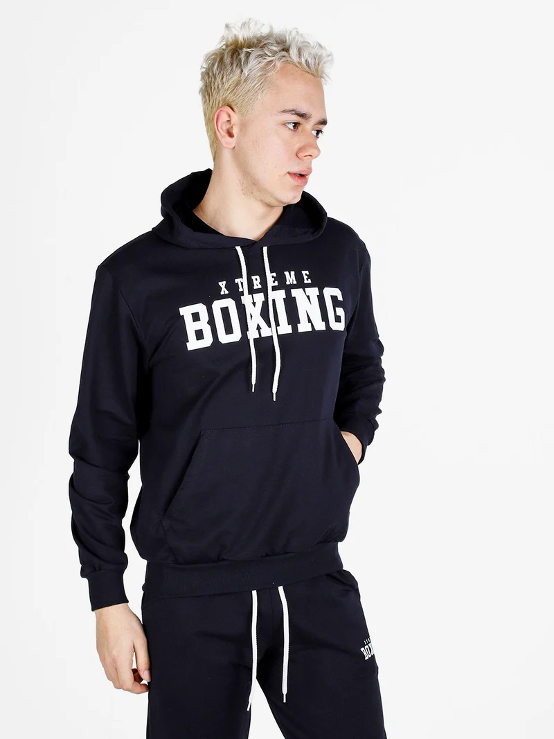 Felpa sportiva da uomo con cappuccio - blu scuro