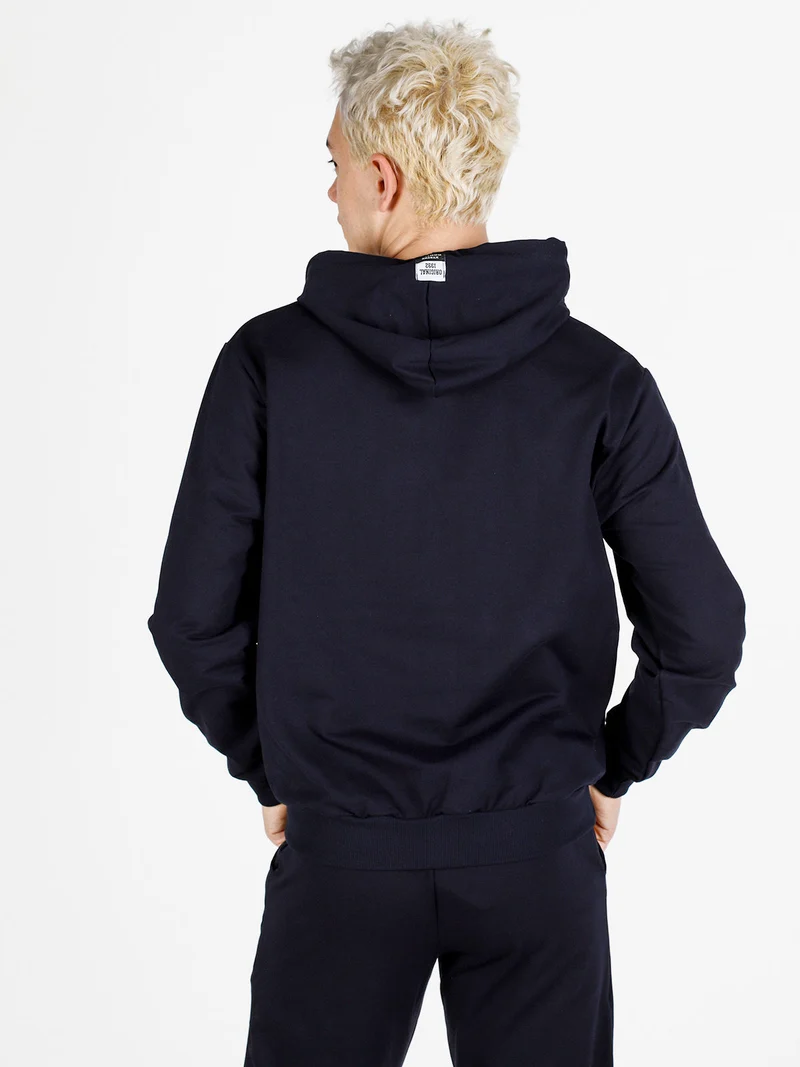 Felpa sportiva da uomo con cappuccio - blu scuro
