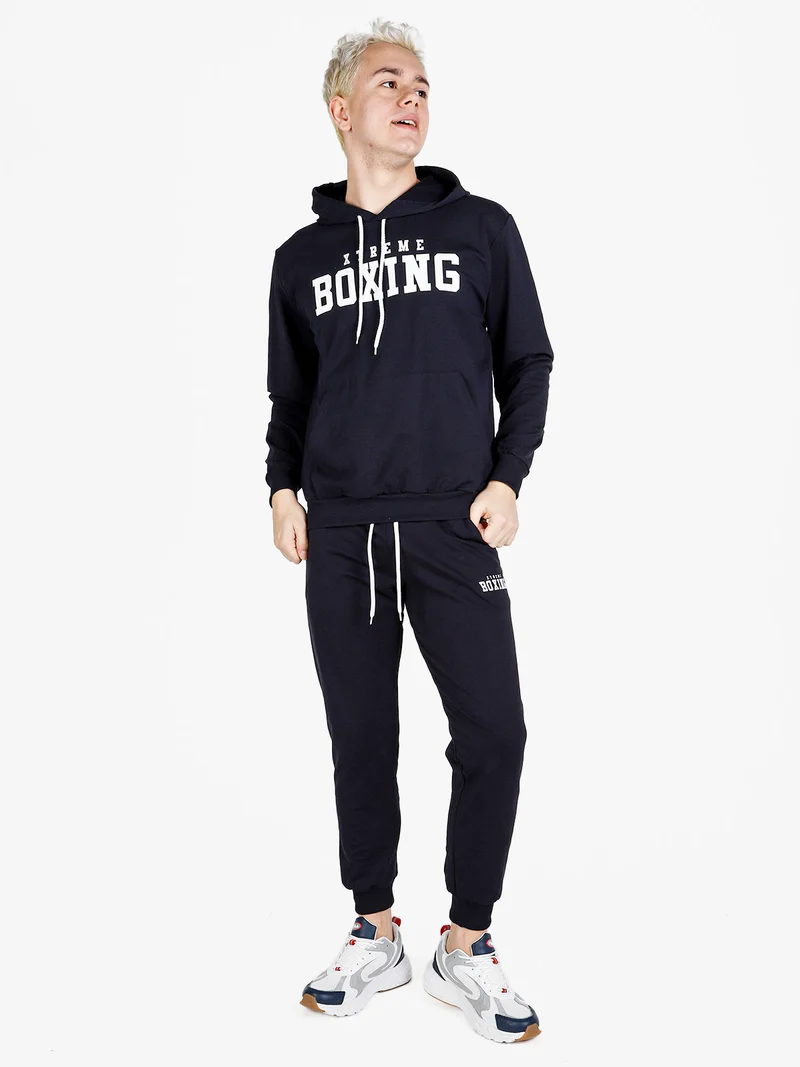 Felpa sportiva da uomo con cappuccio - blu scuro