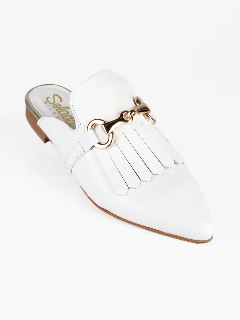 Sabot in pelle donna - bianco
