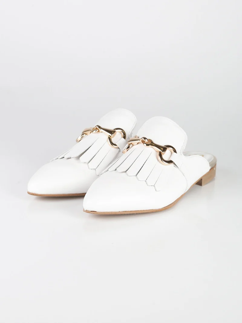 Sabot in pelle donna - bianco