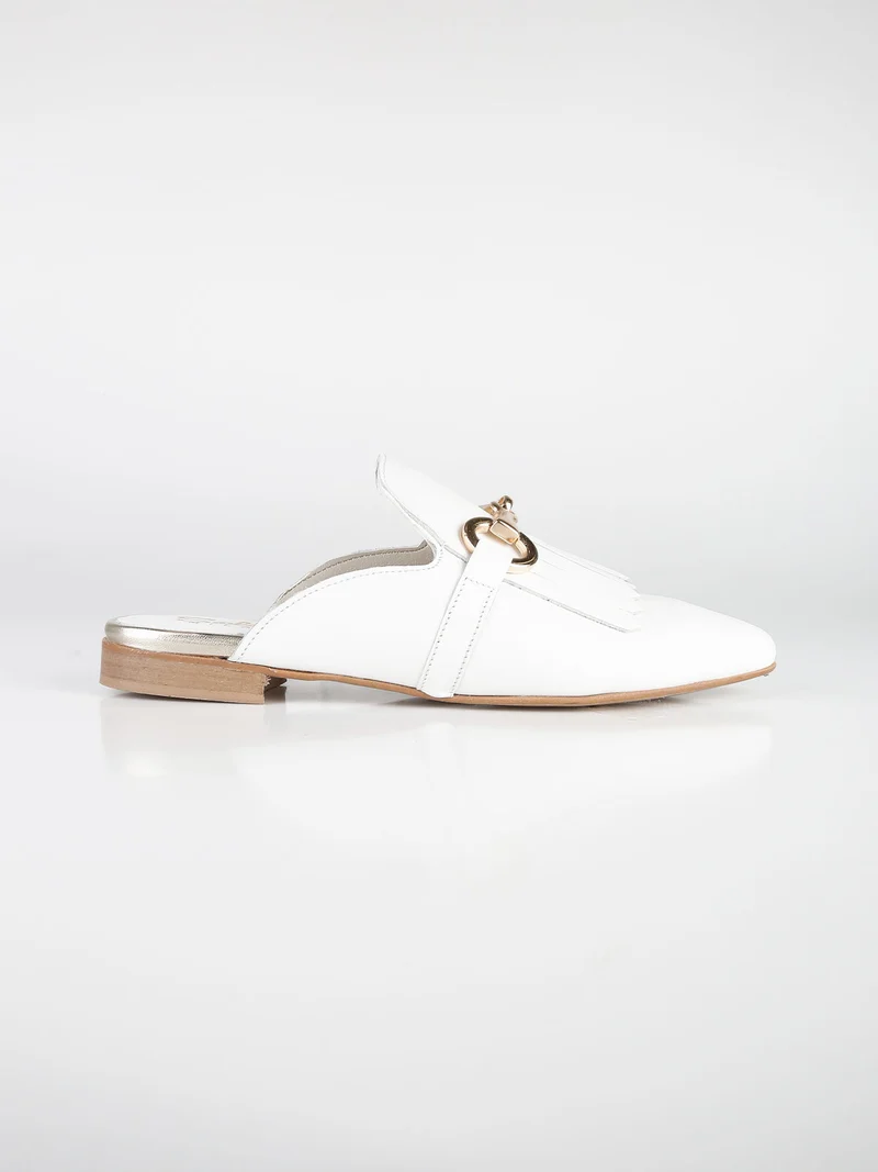 Sabot in pelle donna - bianco