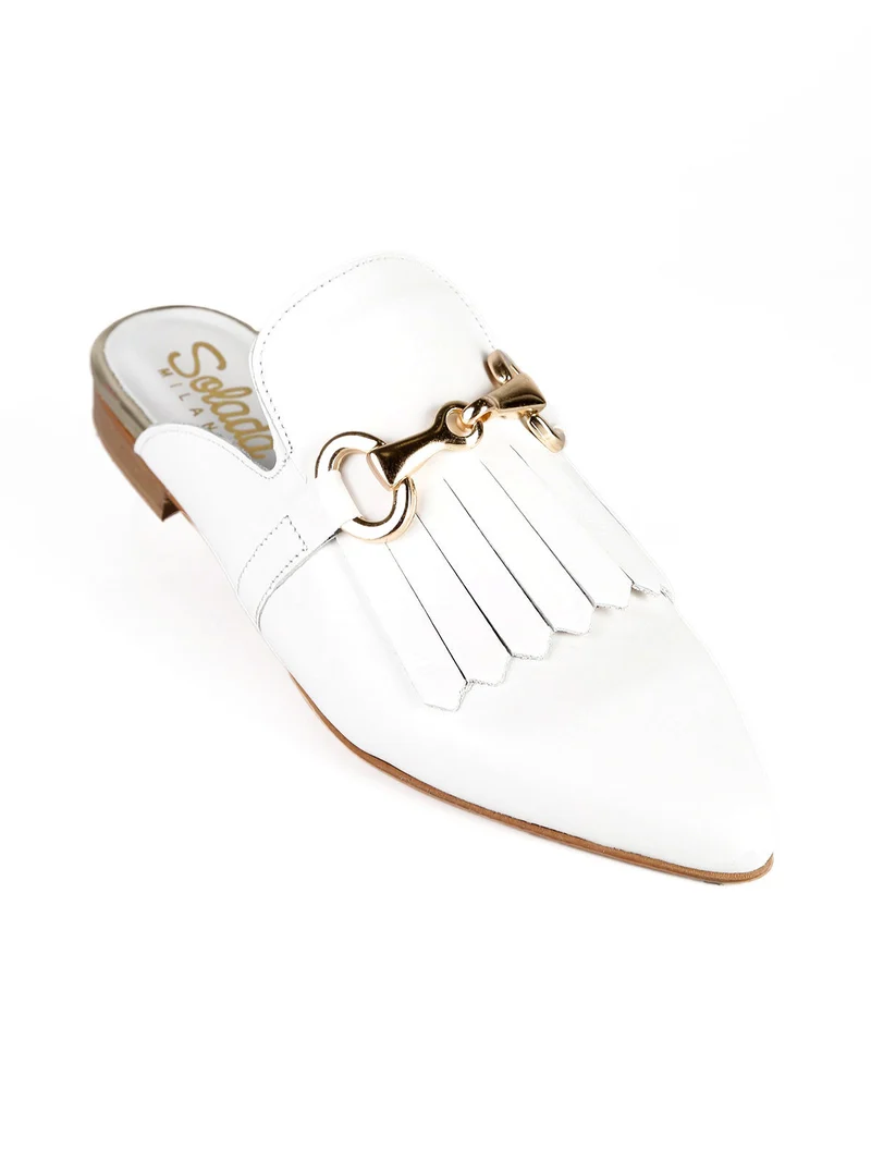 Sabot in pelle donna - bianco