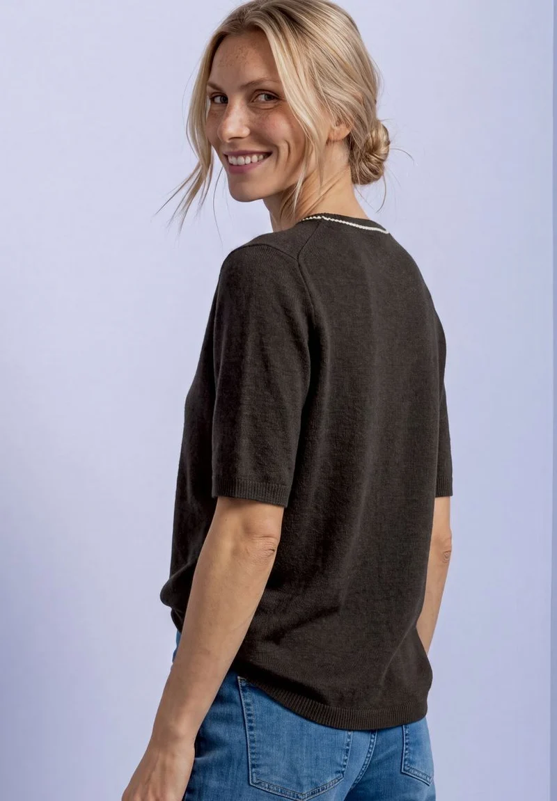 Kurzarm Pullover mit Kontrastdetail